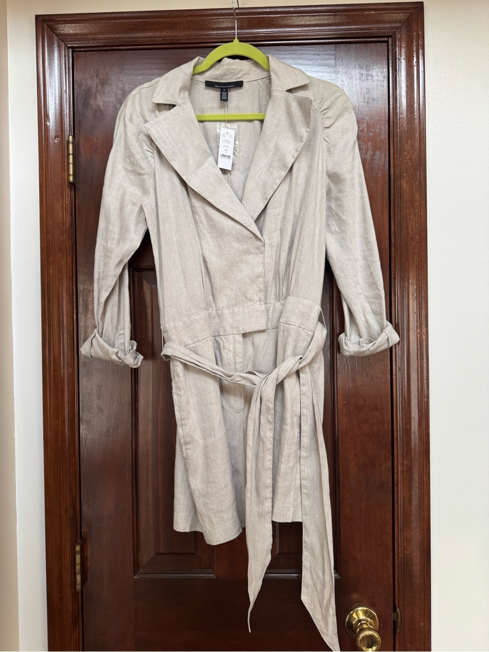 White House Black Market Beige Belted Romper